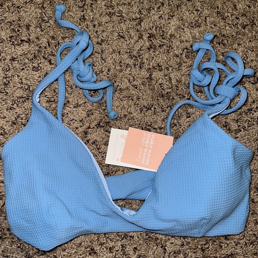 Blue Textured Bikini Top